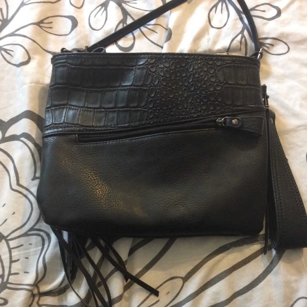 black fringe purse